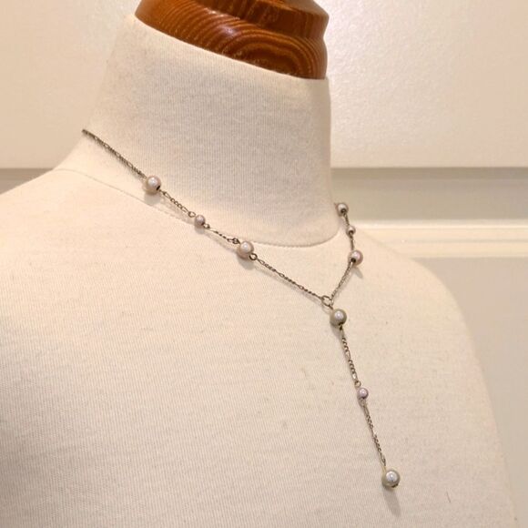 3/$30 Vintage Illusion Bead Lariat Necklace with Barrel Clasp - Picture 5 of 8